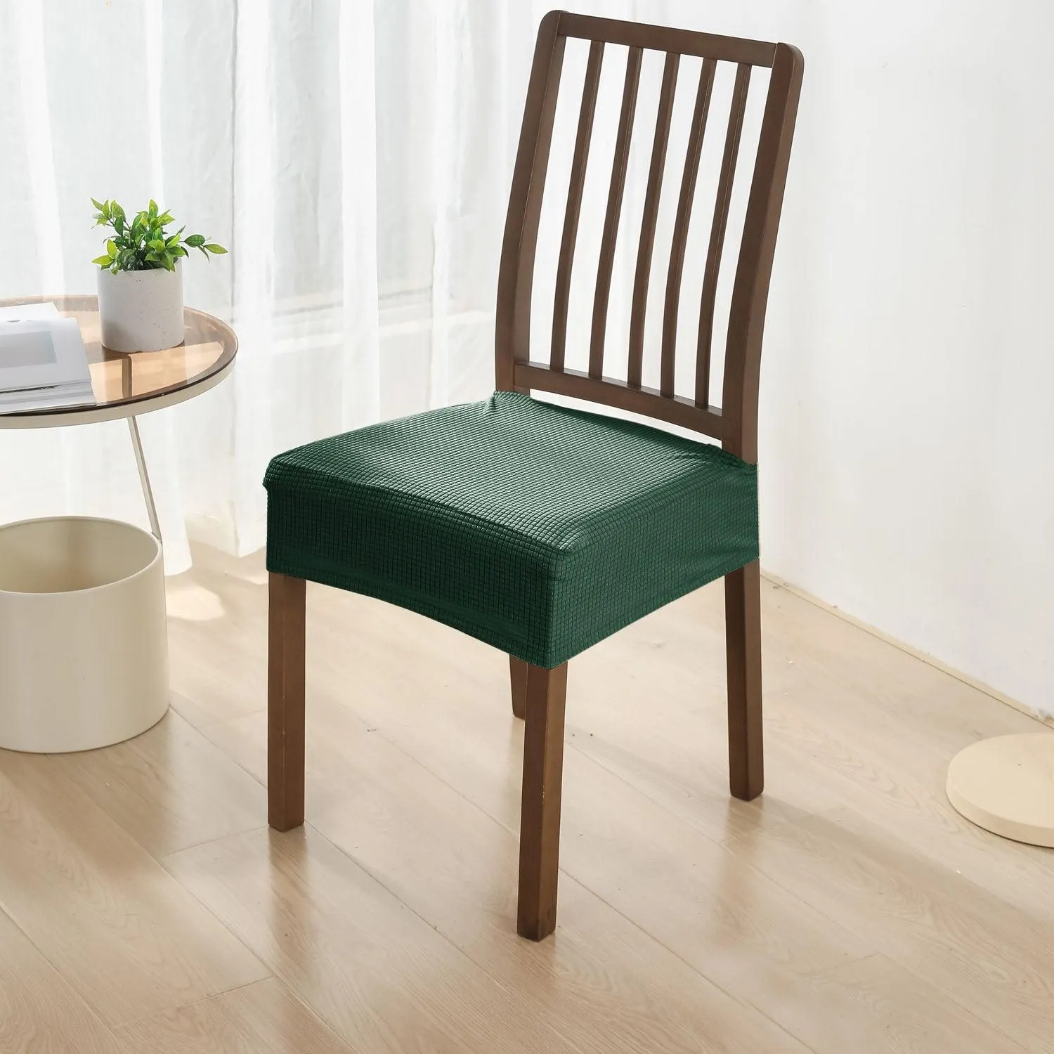100% Waterproof Jacquard Dining Chair Seat Cushion Cover, Green