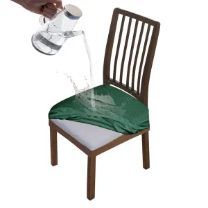 100% Waterproof Jacquard Dining Chair Seat Cushion Cover, Green