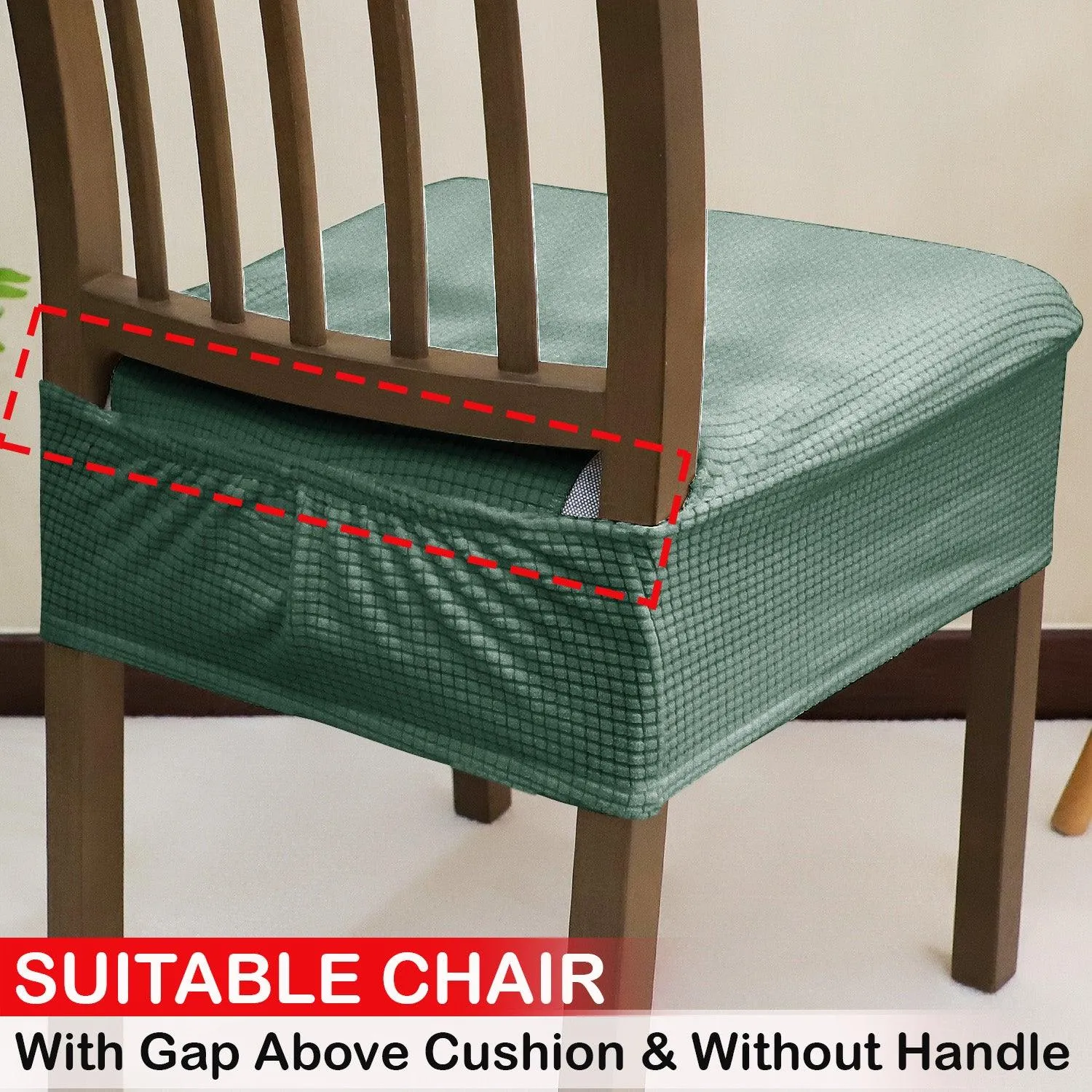 100% Waterproof Jacquard Dining Chair Seat Cushion Cover, Green