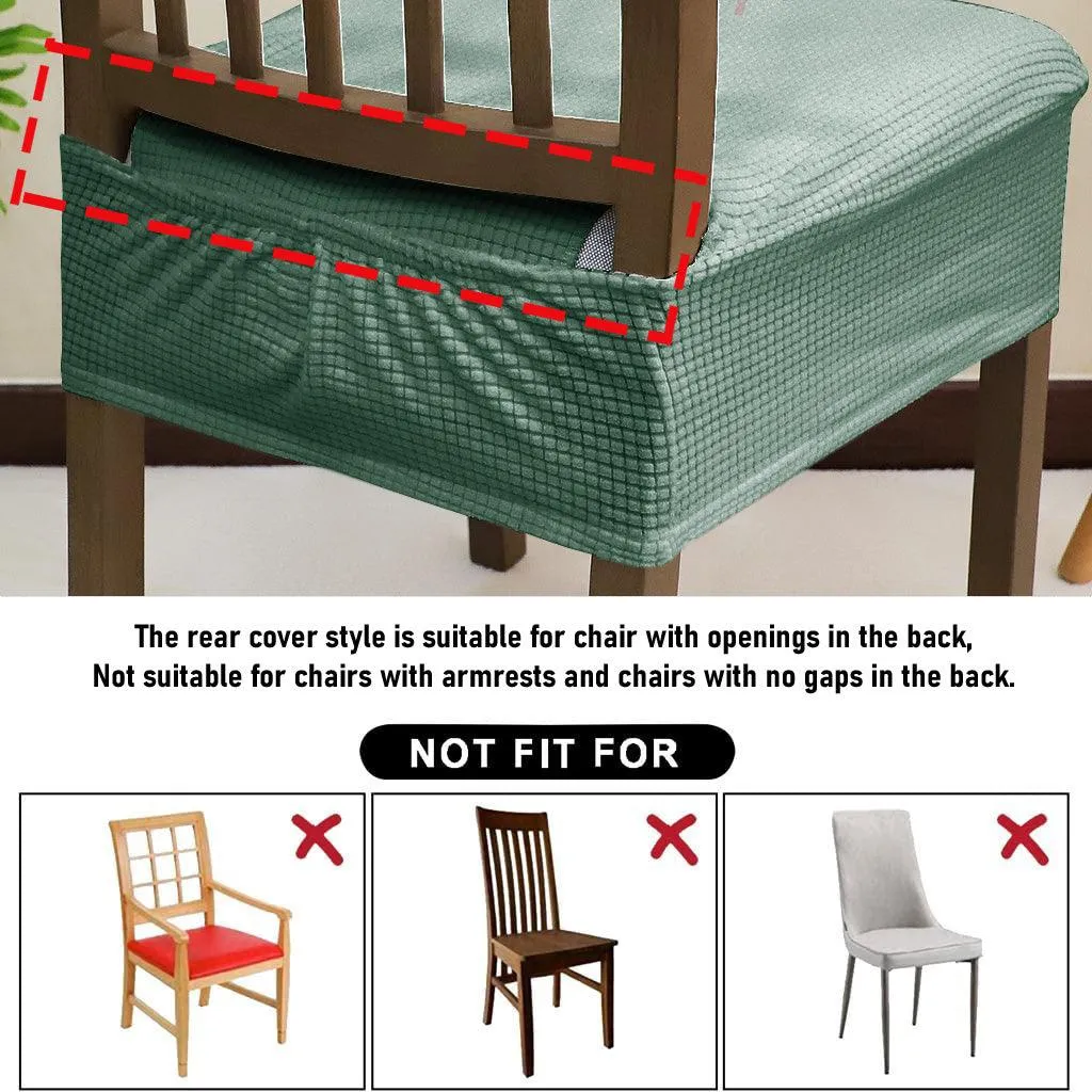 100% Waterproof Jacquard Dining Chair Seat Cushion Cover, Green