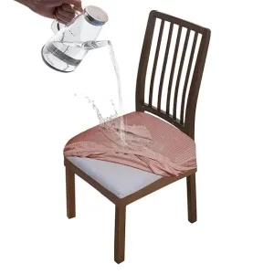 100% Waterproof Jacquard Dining Chair Seat Cushion Cover, Pink
