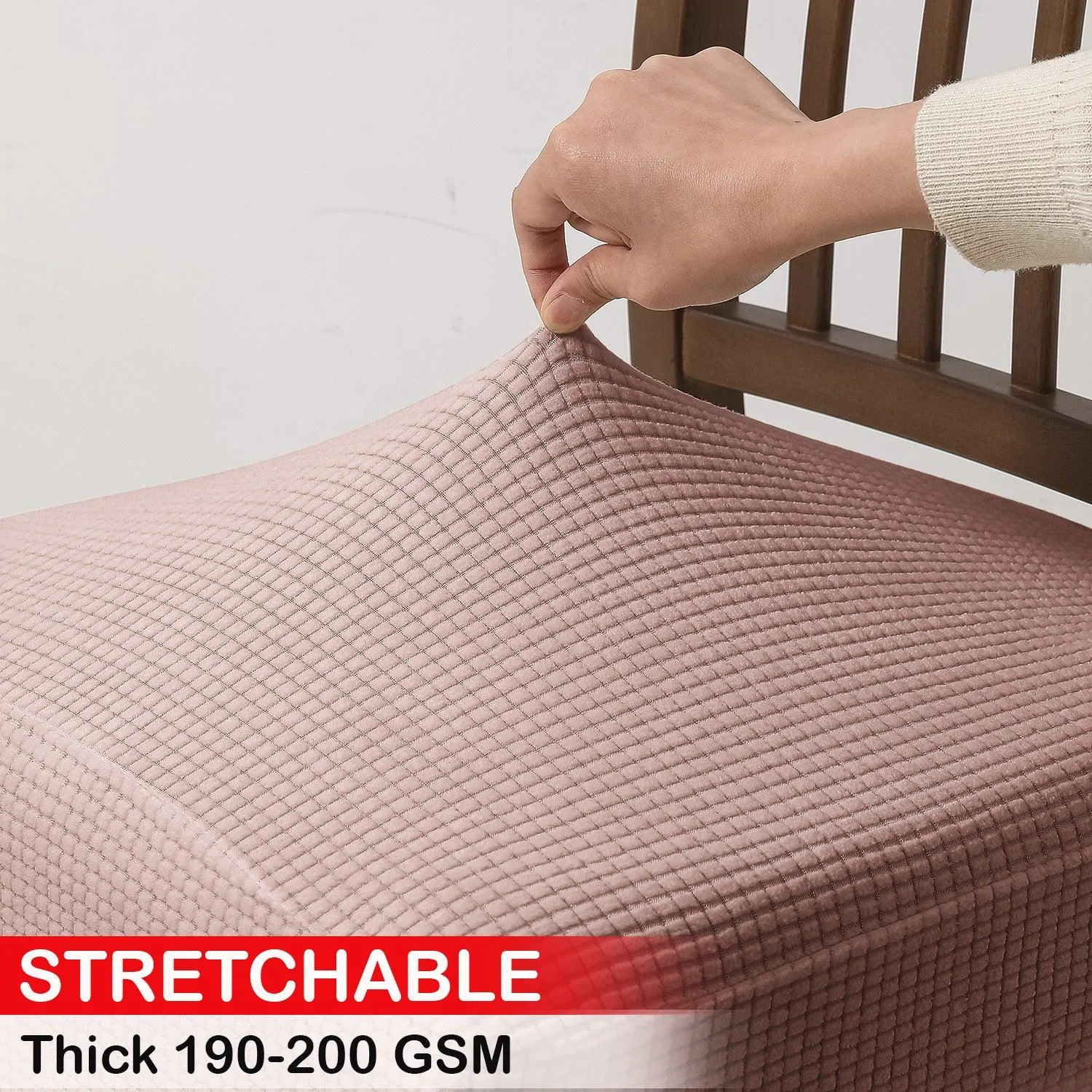 100% Waterproof Jacquard Dining Chair Seat Cushion Cover, Pink