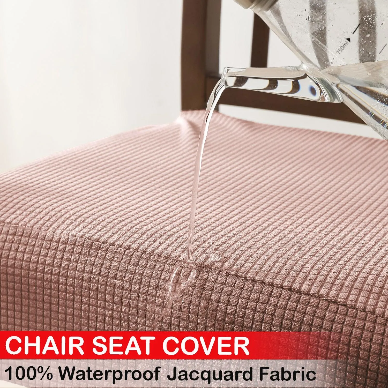 100% Waterproof Jacquard Dining Chair Seat Cushion Cover, Pink