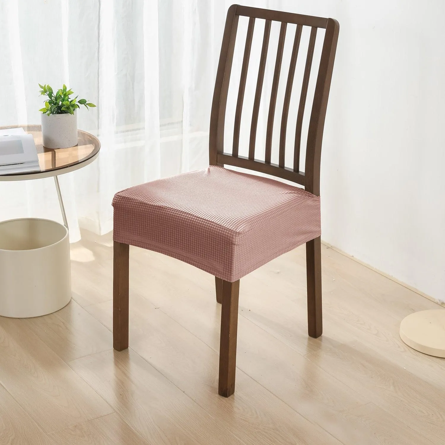 100% Waterproof Jacquard Dining Chair Seat Cushion Cover, Pink