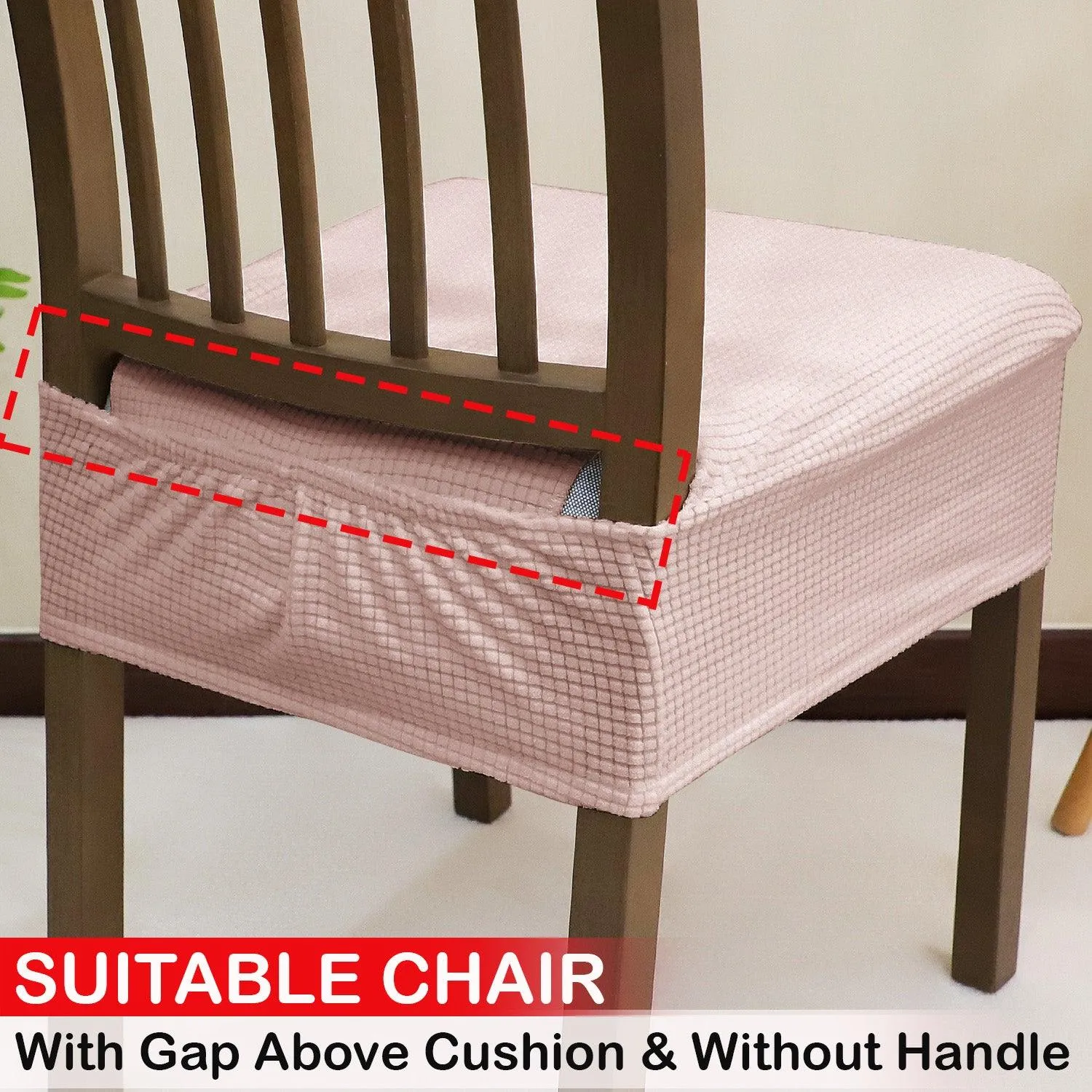 100% Waterproof Jacquard Dining Chair Seat Cushion Cover, Pink