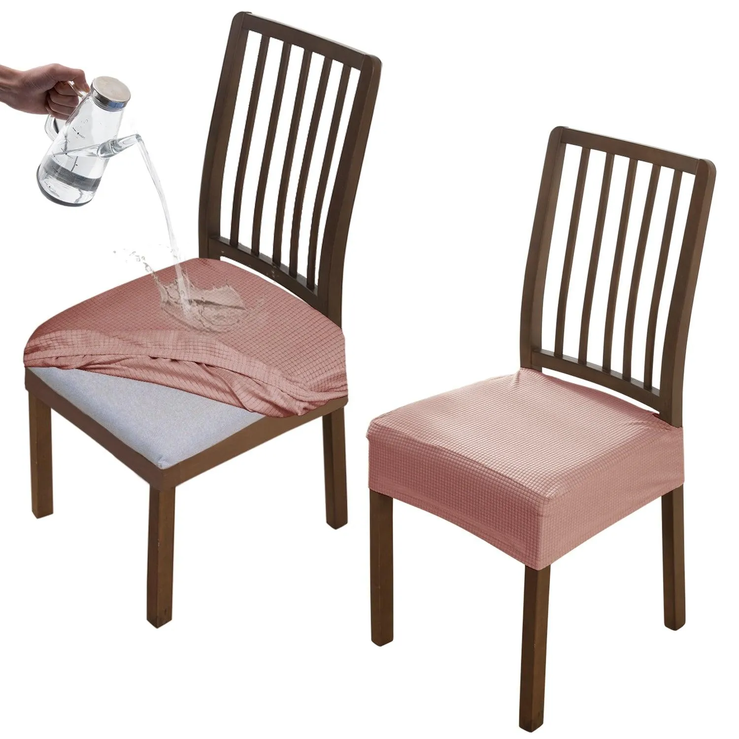 100% Waterproof Jacquard Dining Chair Seat Cushion Cover, Pink