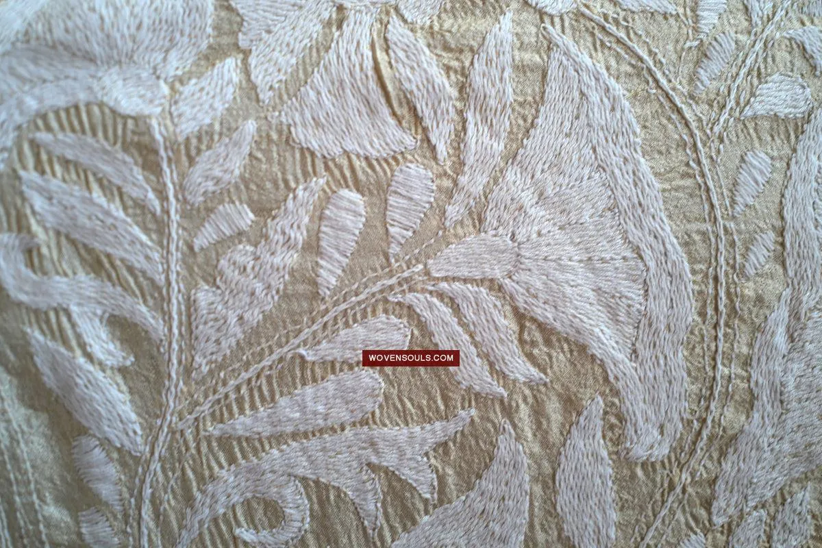 1727 SOLD Rare Revival Dhaka Kashida Kantha Silk Embroidery Shawl