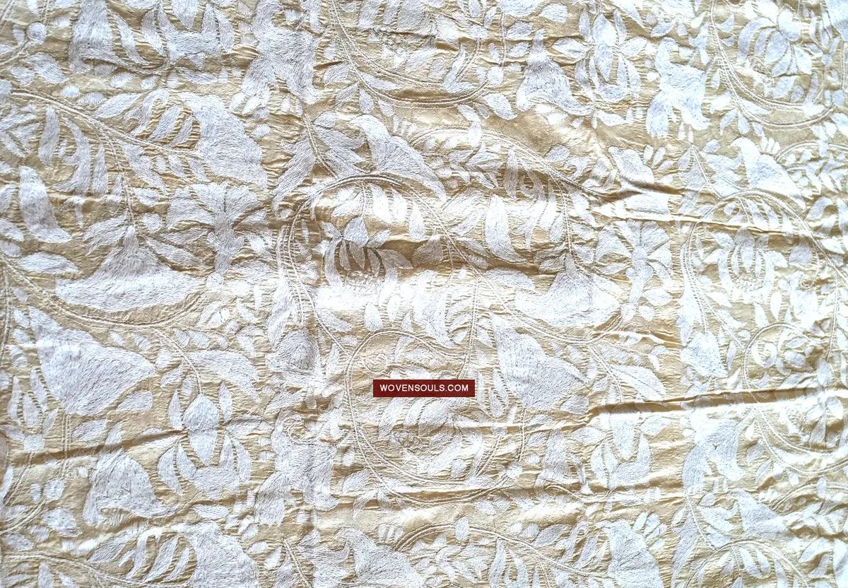 1727 SOLD Rare Revival Dhaka Kashida Kantha Silk Embroidery Shawl