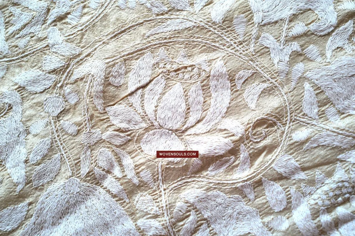 1727 SOLD Rare Revival Dhaka Kashida Kantha Silk Embroidery Shawl