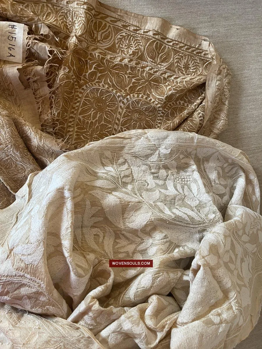 1727 SOLD Rare Revival Dhaka Kashida Kantha Silk Embroidery Shawl