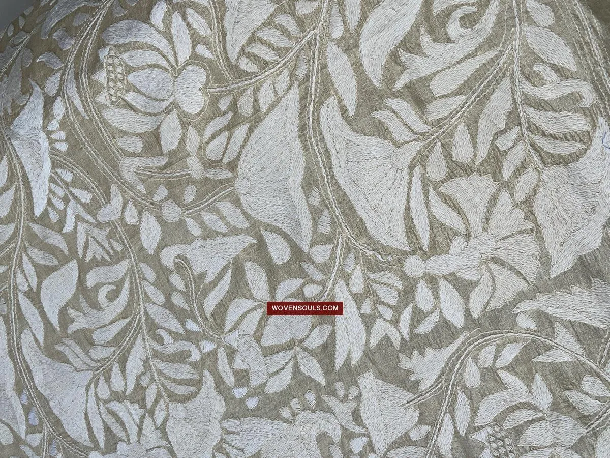 1727 SOLD Rare Revival Dhaka Kashida Kantha Silk Embroidery Shawl