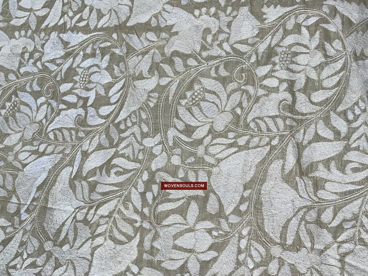 1727 SOLD Rare Revival Dhaka Kashida Kantha Silk Embroidery Shawl