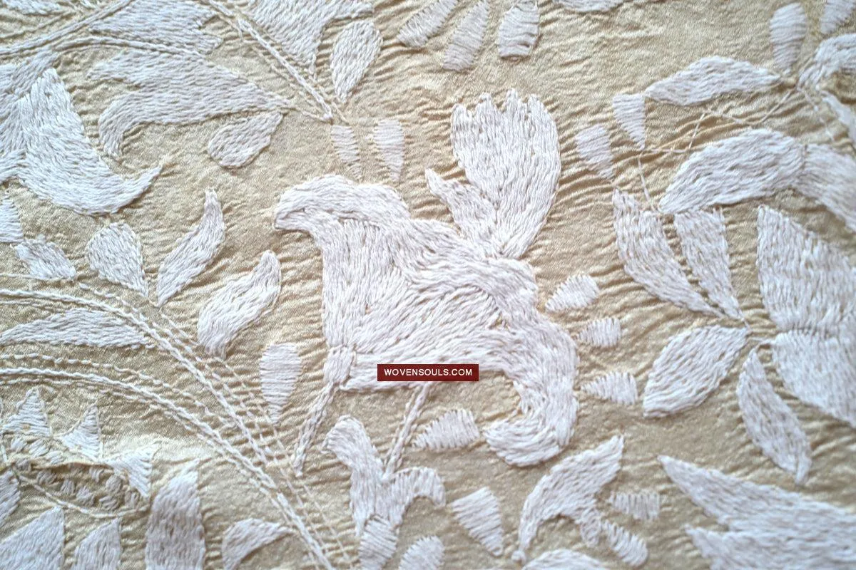 1727 SOLD Rare Revival Dhaka Kashida Kantha Silk Embroidery Shawl