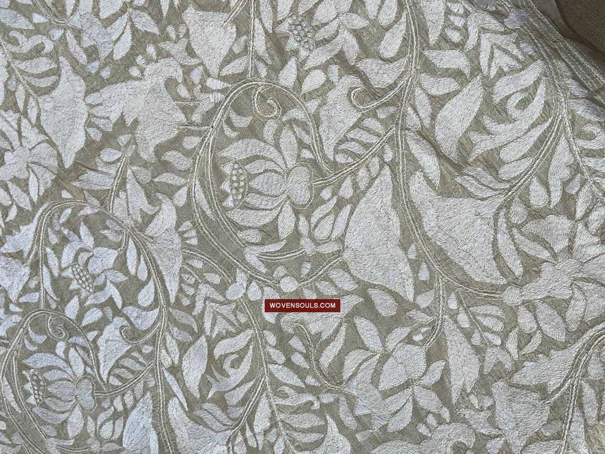 1727 SOLD Rare Revival Dhaka Kashida Kantha Silk Embroidery Shawl