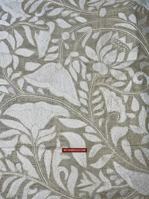 1727 SOLD Rare Revival Dhaka Kashida Kantha Silk Embroidery Shawl