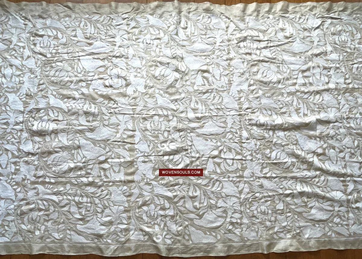 1727 SOLD Rare Revival Dhaka Kashida Kantha Silk Embroidery Shawl