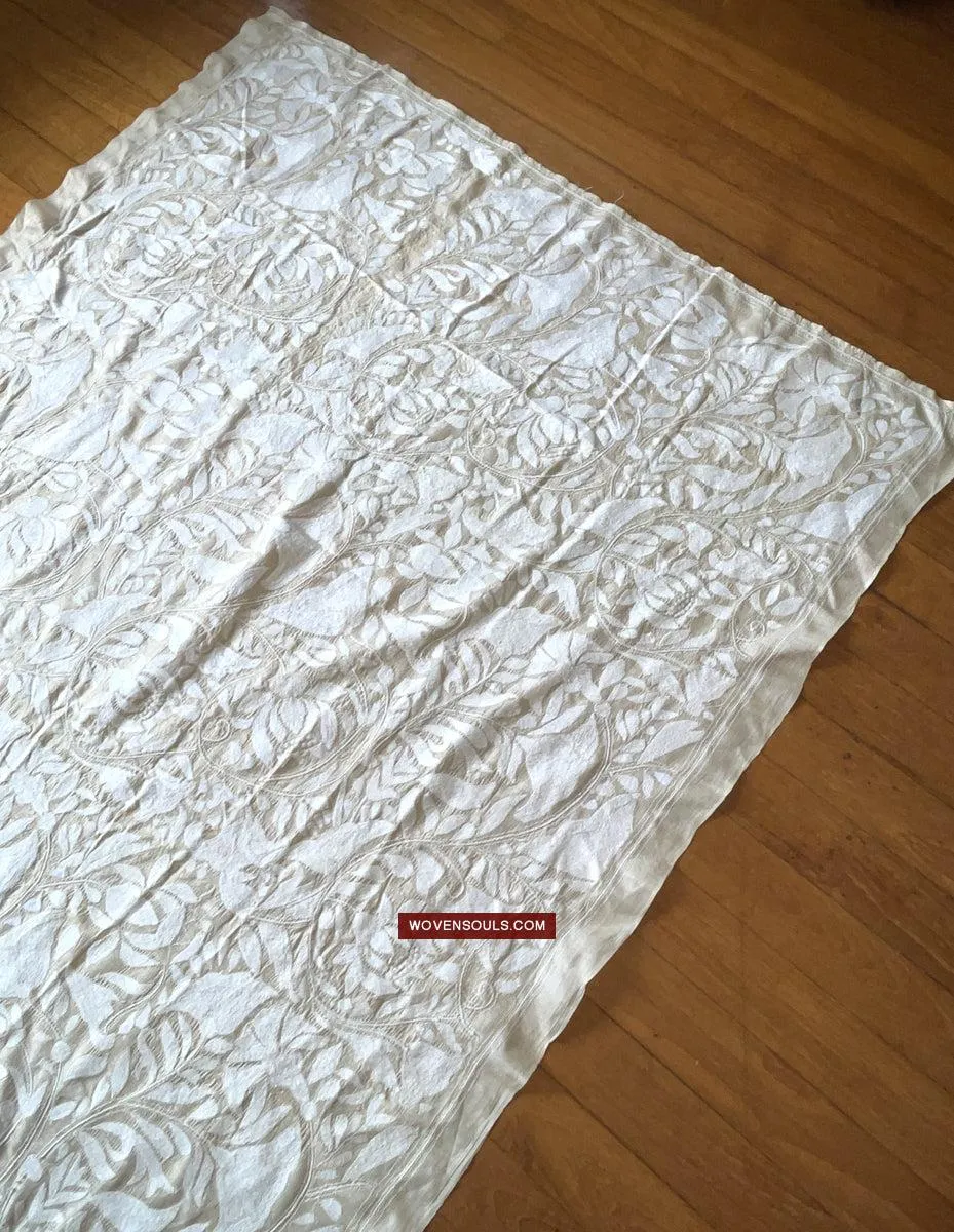 1727 SOLD Rare Revival Dhaka Kashida Kantha Silk Embroidery Shawl