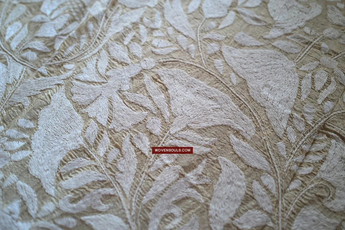 1727 SOLD Rare Revival Dhaka Kashida Kantha Silk Embroidery Shawl
