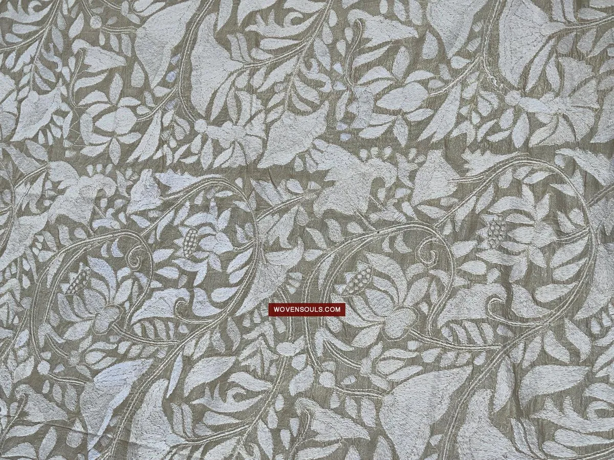 1727 SOLD Rare Revival Dhaka Kashida Kantha Silk Embroidery Shawl