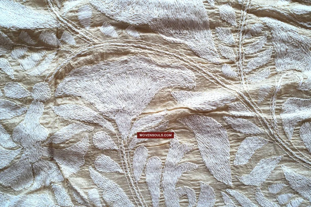 1727 SOLD Rare Revival Dhaka Kashida Kantha Silk Embroidery Shawl