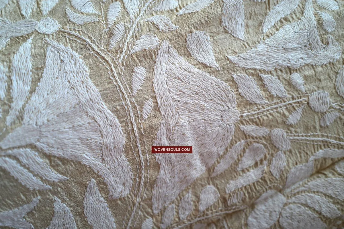 1727 SOLD Rare Revival Dhaka Kashida Kantha Silk Embroidery Shawl