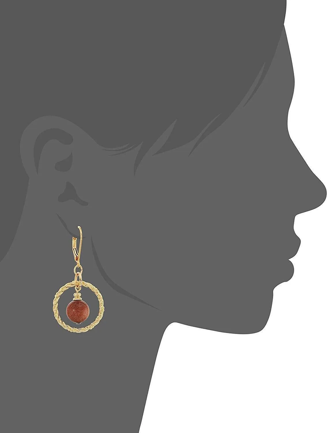 1928 Jewelry Genuine Round Gemstone Rope Hoop Earrings