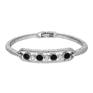 1928 Jewelry Slim Vine Textured Crystal Clasp Bracelet