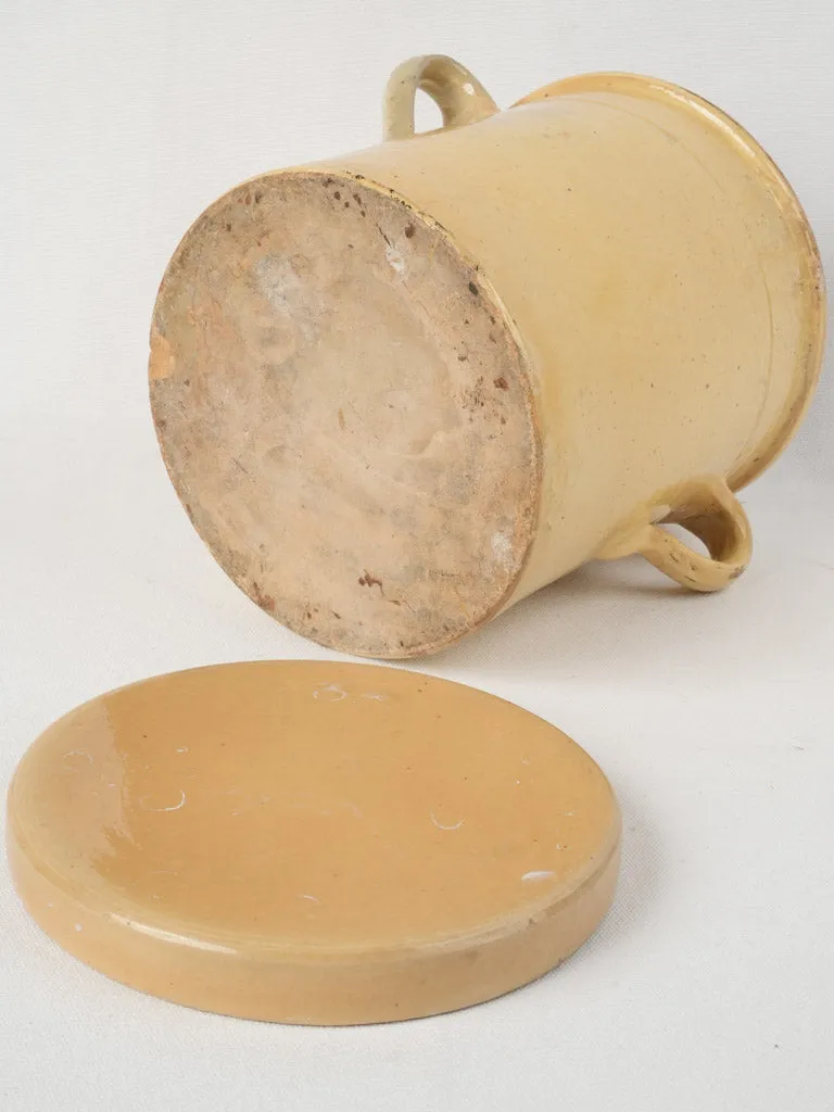 19th-century yellow lidded pot from Provence 9¾"