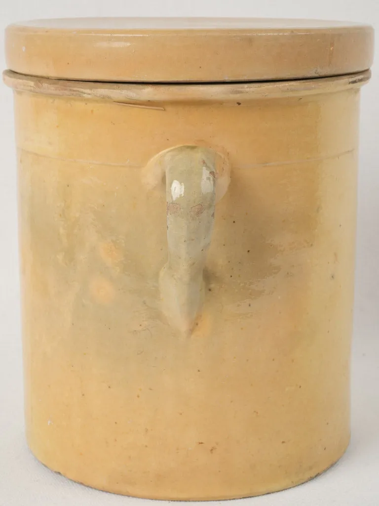 19th-century yellow lidded pot from Provence 9¾"