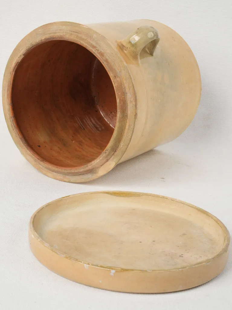 19th-century yellow lidded pot from Provence 9¾"
