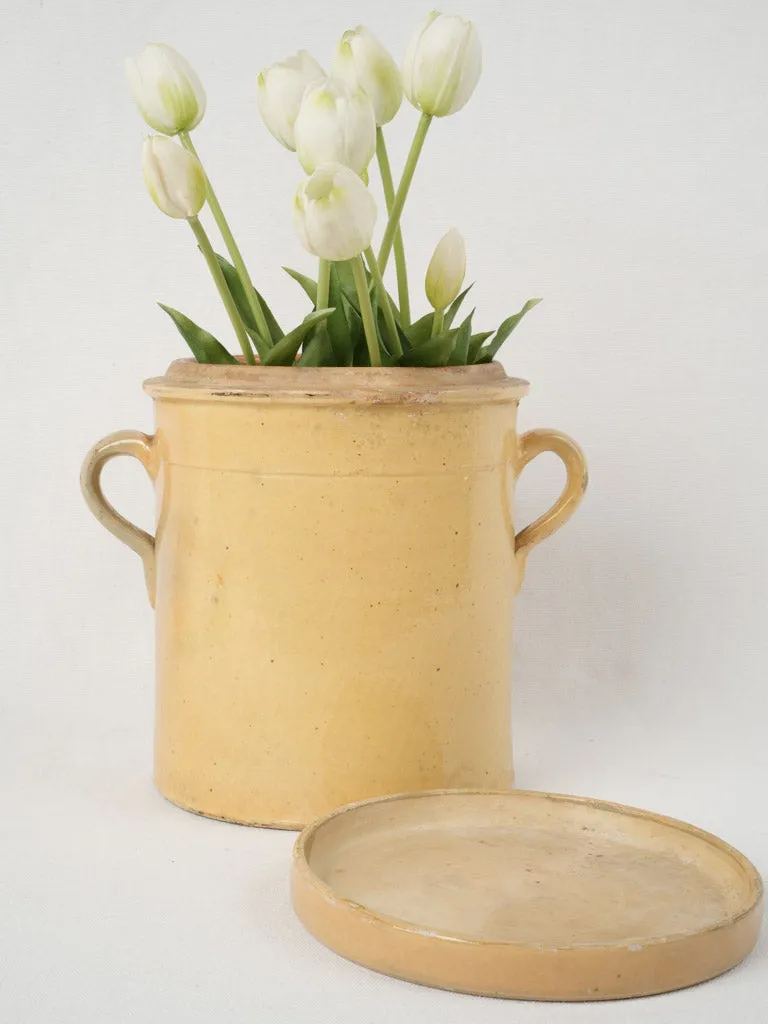 19th-century yellow lidded pot from Provence 9¾"