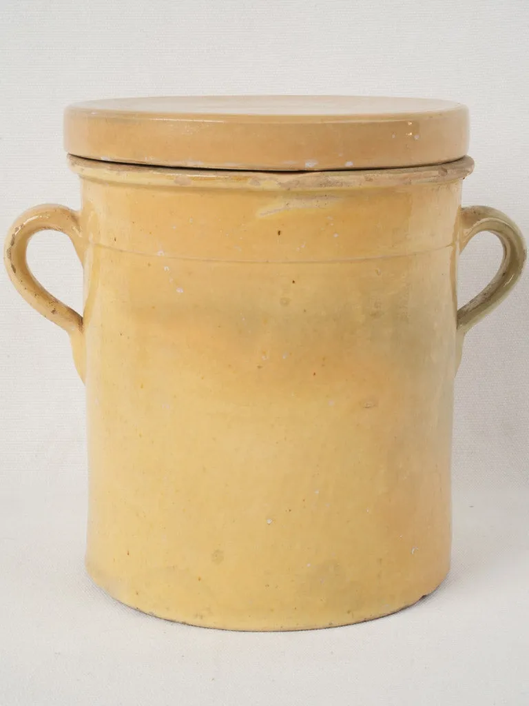 19th-century yellow lidded pot from Provence 9¾"