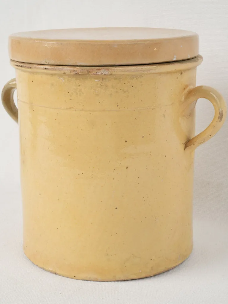 19th-century yellow lidded pot from Provence 9¾"
