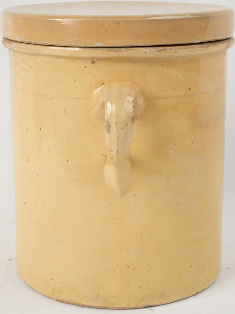 19th-century yellow lidded pot from Provence 9¾"