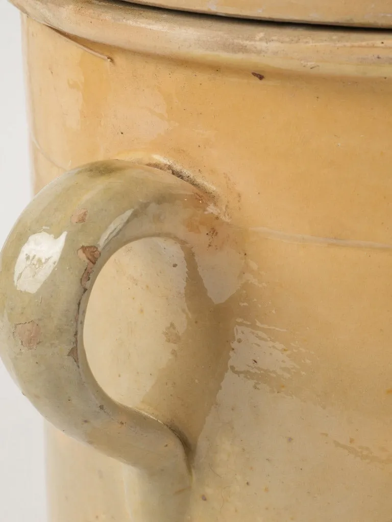 19th-century yellow lidded pot from Provence 9¾"