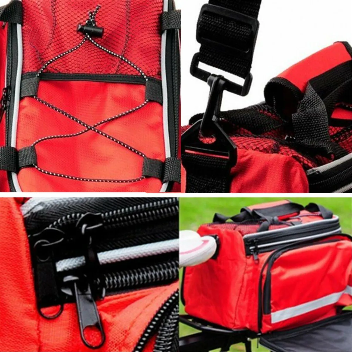 2 in 1 32*17*19 Large Capacity Waterproof Bike Bicycle Rear Seat Rack Riding Bag Mobile Phone Tablet Travel Storage Pack with Belt   Rain Cover