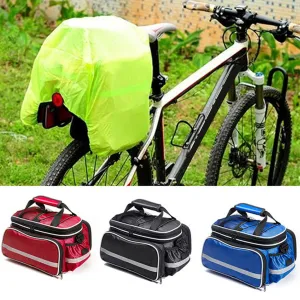 2 in 1 32*17*19 Large Capacity Waterproof Bike Bicycle Rear Seat Rack Riding Bag Mobile Phone Tablet Travel Storage Pack with Belt   Rain Cover