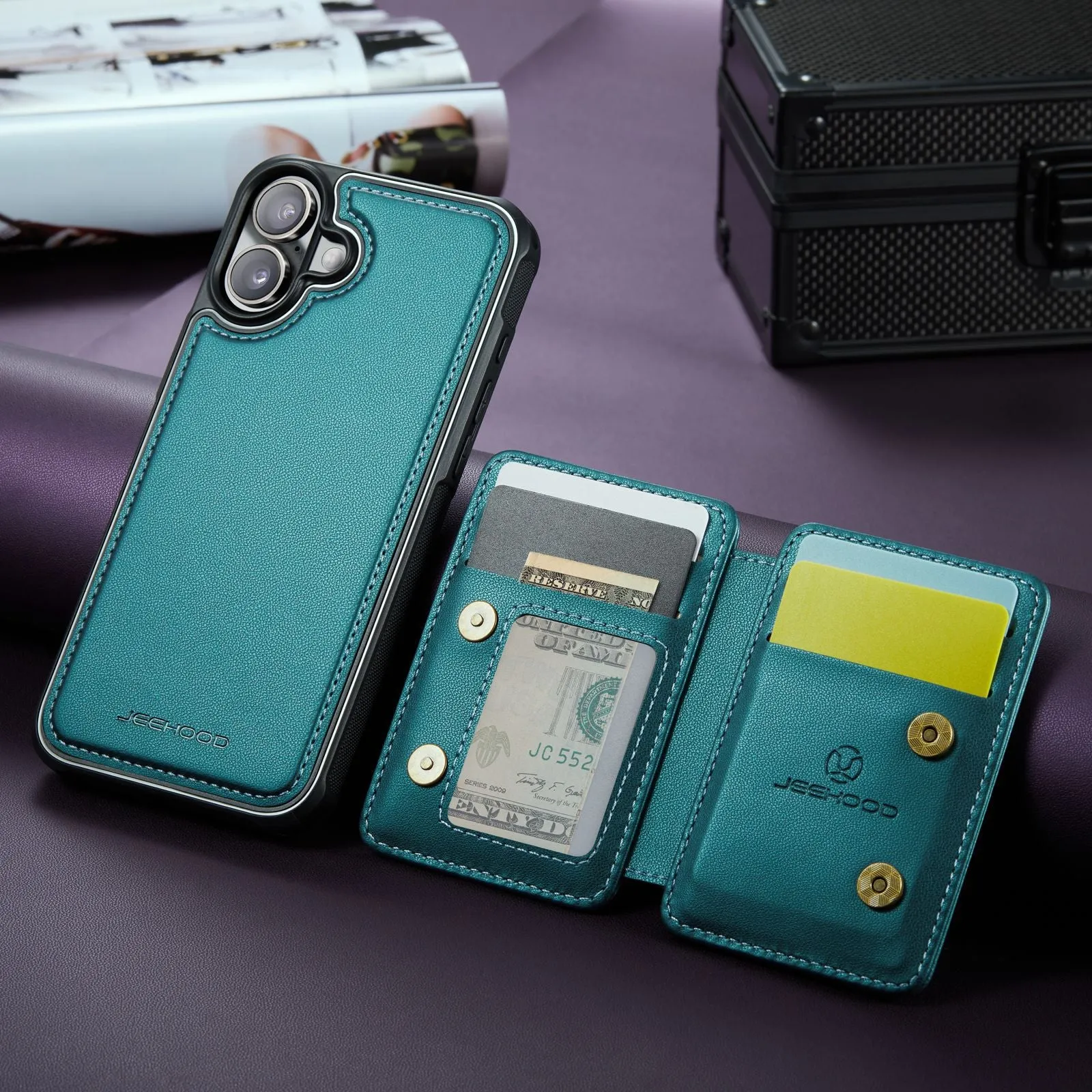 2 in 1 Magnetic Cards Solt Detachable Wallet Flip Leather Case For iPhone