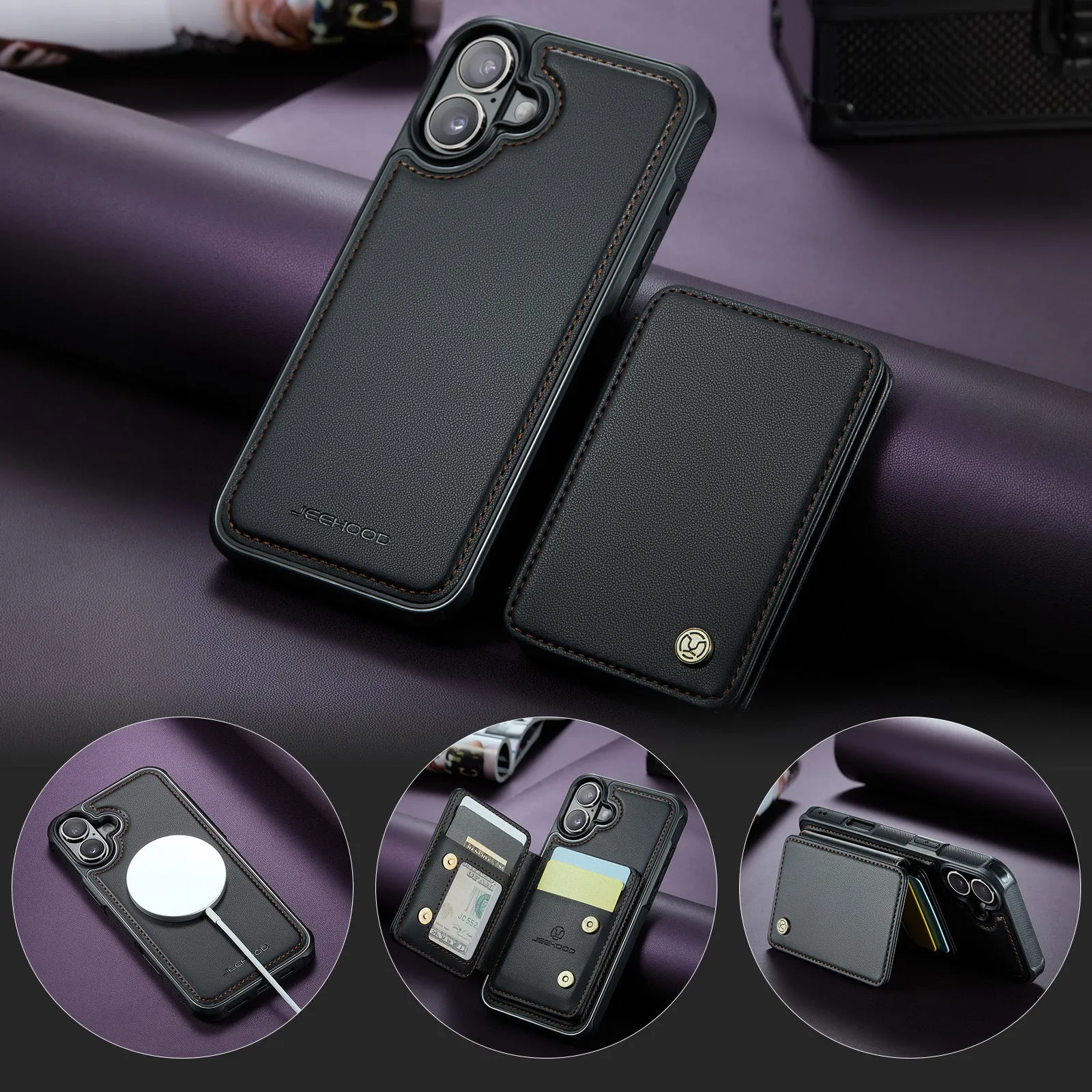 2 in 1 Magnetic Cards Solt Detachable Wallet Flip Leather Case For iPhone