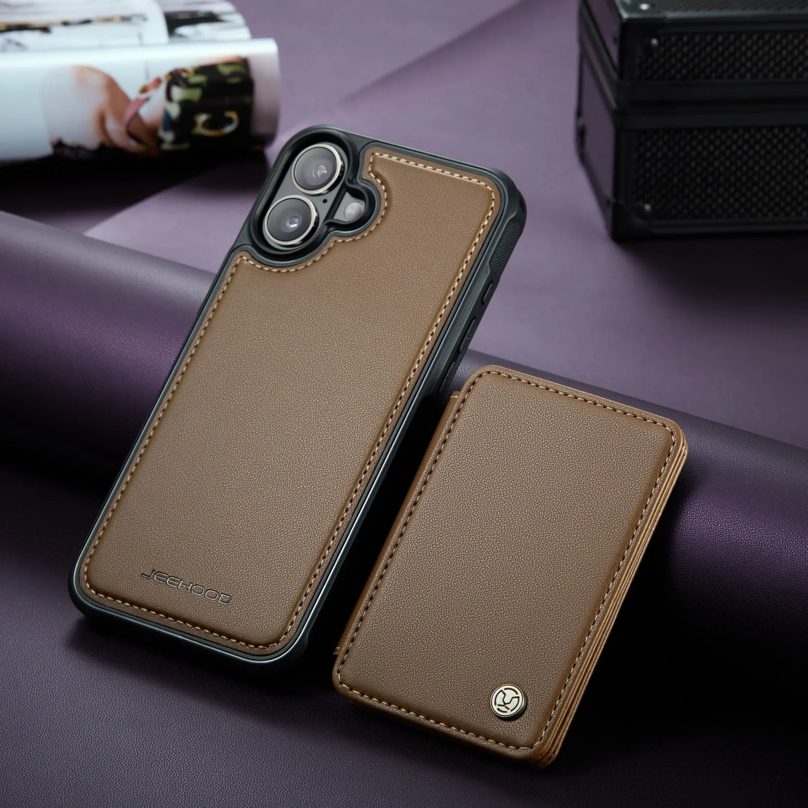 2 in 1 Magnetic Cards Solt Detachable Wallet Flip Leather Case For iPhone