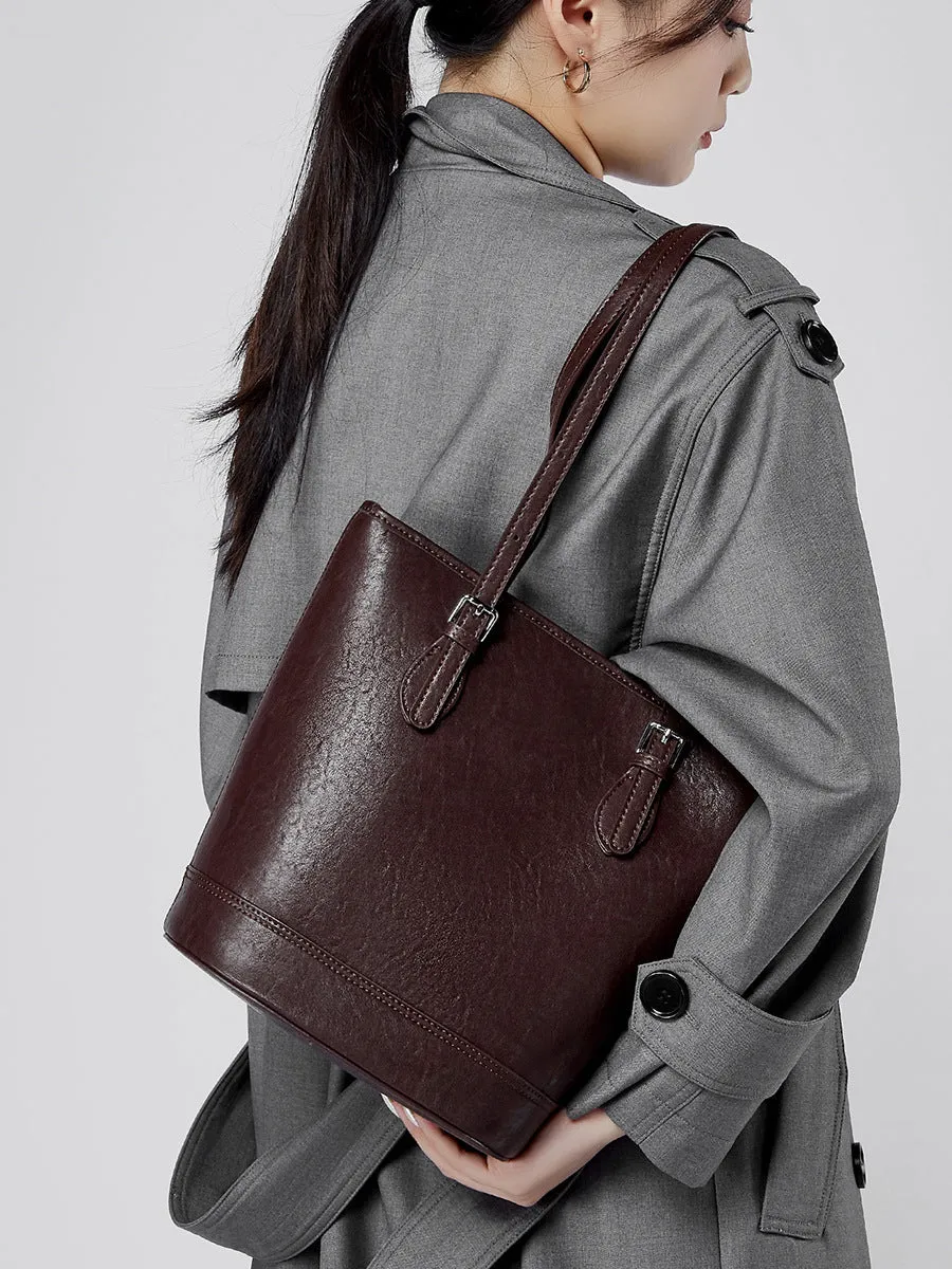 28.5CM Female Trendy Single Shoulder Large Capacity Bucket Bag 2915 wine Red