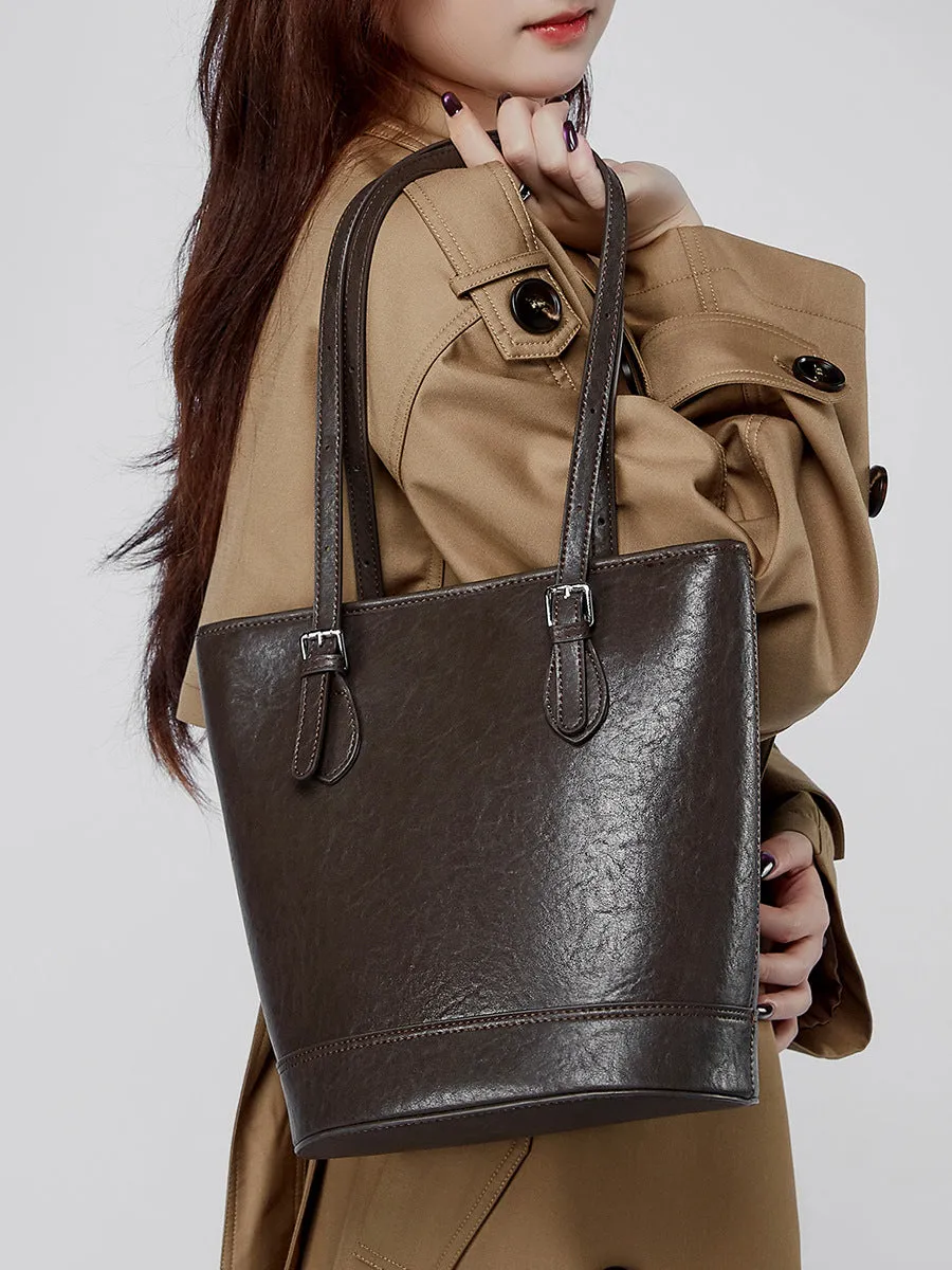 28.5CM Female Trendy Single Shoulder Large Capacity Bucket Bag 2915 wine Red