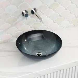 420x420x145mm Above Counter Basin Round Bathroom Tempered Glass Antique Vintage Wash Art Basin