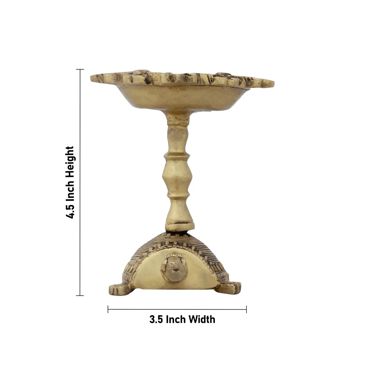 5 Face Deepam - 4.5 x 3.5 Inches | Antique Brass Vilakku/ Tortoise Lamp for Pooja/ 560 Gms Approx