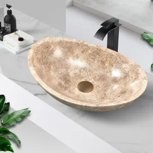 500x350x150mm Above Counter Stone Basin Oval Marble Surface Bathroom Wash Basin Antique