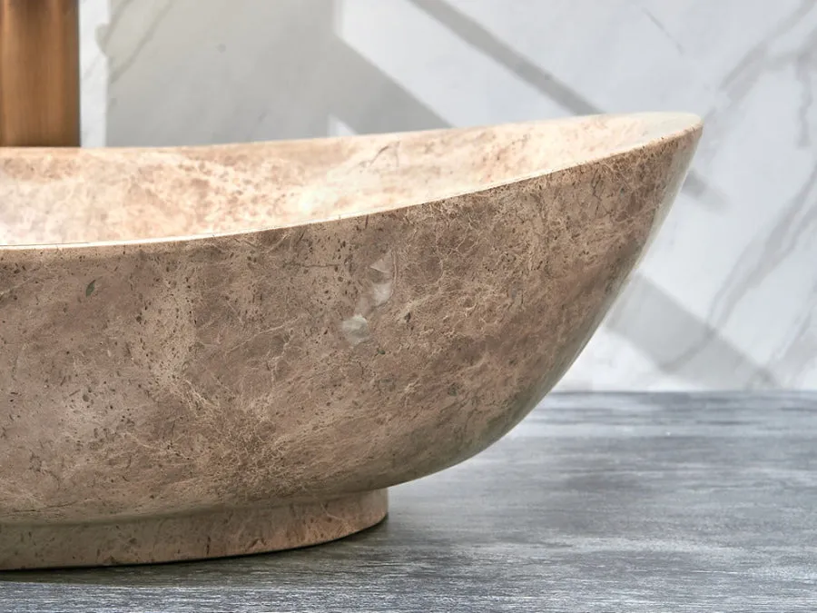 500x350x150mm Above Counter Stone Basin Oval Marble Surface Bathroom Wash Basin Antique
