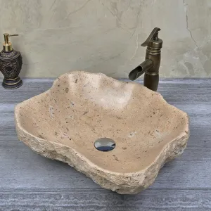 500x380x150mm Above Counter Stone Basin Special Shape Marble Surface Bathroom Wash Basin Vintage Antique
