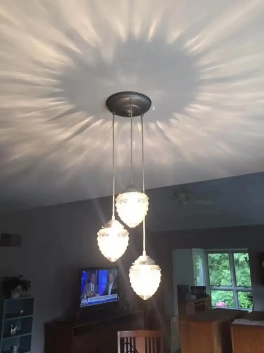Acorn Glass Pendant Light Chandelier Trio