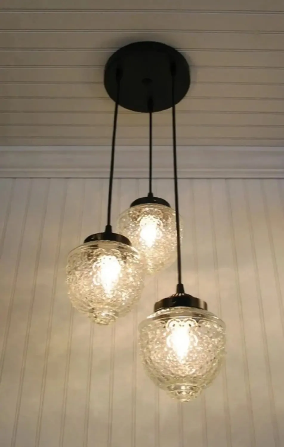 Acorn Glass Pendant Light Chandelier Trio