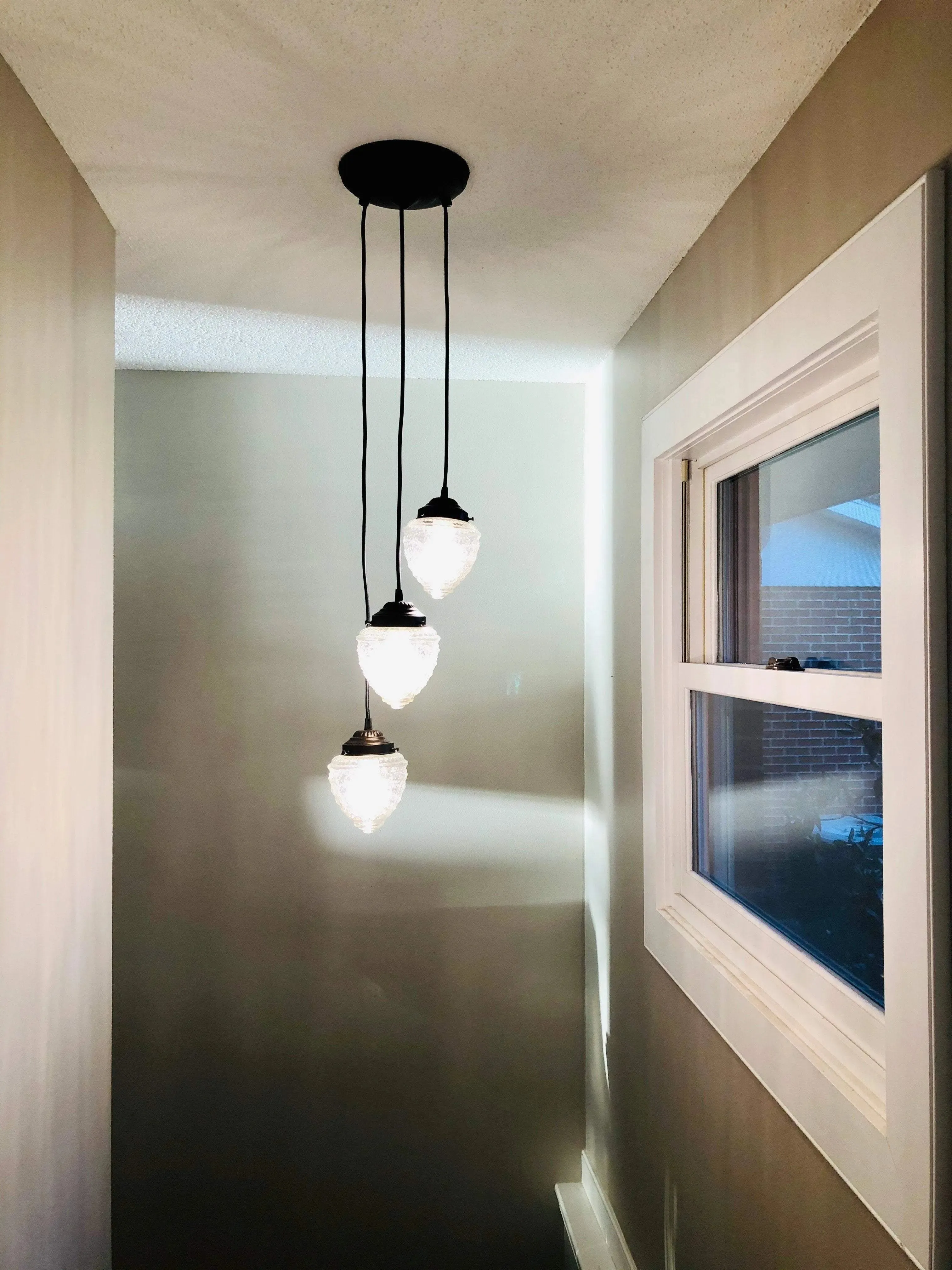 Acorn Glass Pendant Light Chandelier Trio